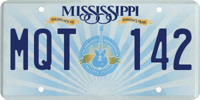 MS license plate MQT142