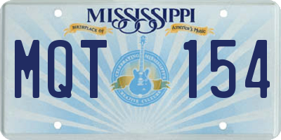 MS license plate MQT154