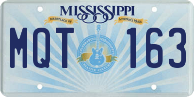 MS license plate MQT163