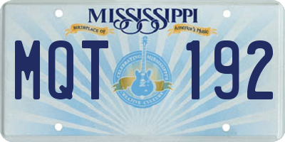 MS license plate MQT192