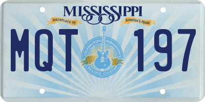 MS license plate MQT197