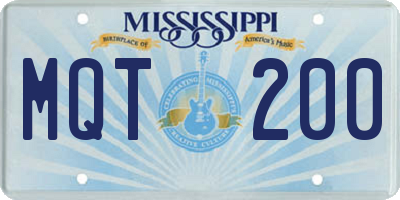 MS license plate MQT200