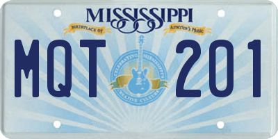 MS license plate MQT201