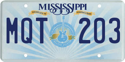MS license plate MQT203