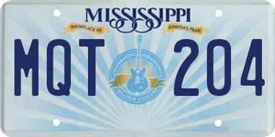 MS license plate MQT204