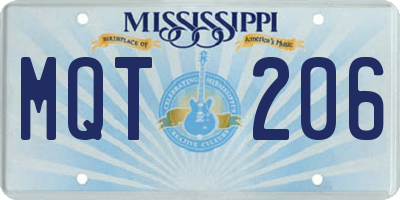 MS license plate MQT206