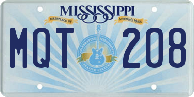 MS license plate MQT208