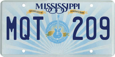 MS license plate MQT209