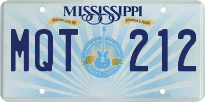 MS license plate MQT212