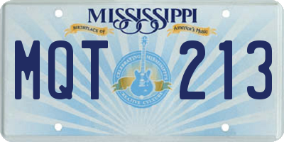 MS license plate MQT213