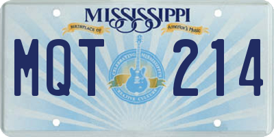 MS license plate MQT214