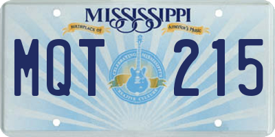 MS license plate MQT215