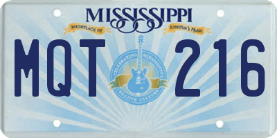 MS license plate MQT216