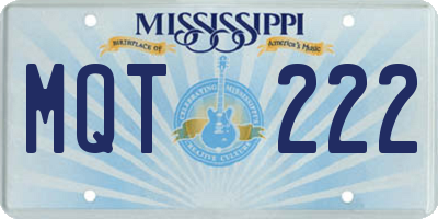 MS license plate MQT222