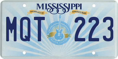 MS license plate MQT223