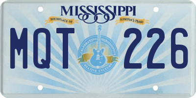 MS license plate MQT226