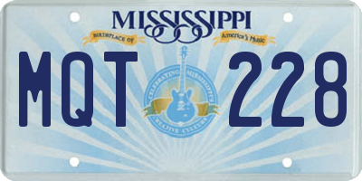 MS license plate MQT228