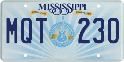 MS license plate MQT230