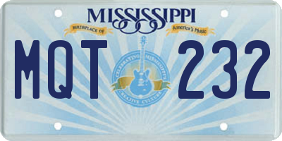 MS license plate MQT232