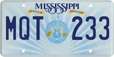 MS license plate MQT233