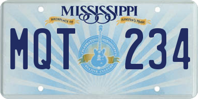 MS license plate MQT234