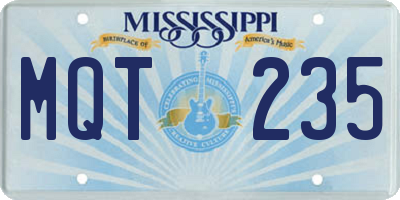 MS license plate MQT235