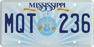 MS license plate MQT236