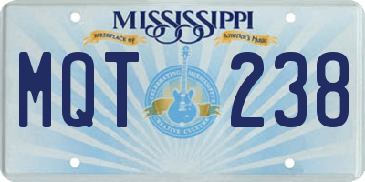 MS license plate MQT238