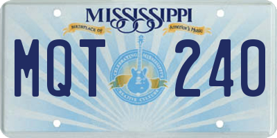 MS license plate MQT240