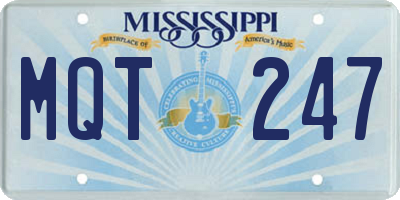 MS license plate MQT247