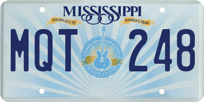 MS license plate MQT248