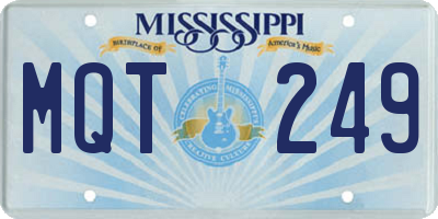 MS license plate MQT249