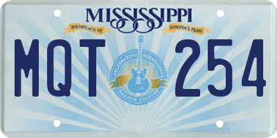MS license plate MQT254