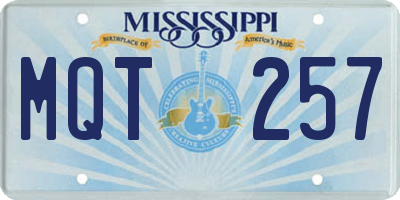 MS license plate MQT257