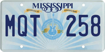 MS license plate MQT258