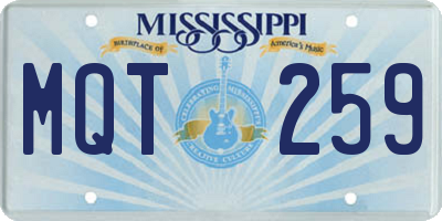 MS license plate MQT259