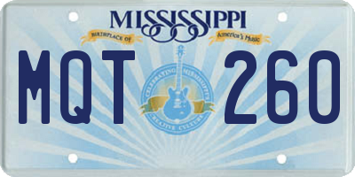 MS license plate MQT260