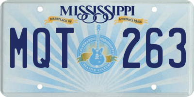 MS license plate MQT263