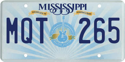 MS license plate MQT265