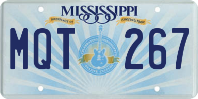 MS license plate MQT267