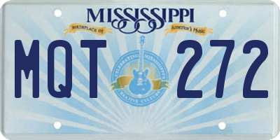 MS license plate MQT272
