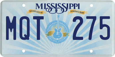 MS license plate MQT275