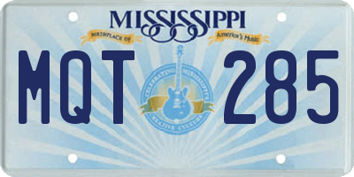 MS license plate MQT285