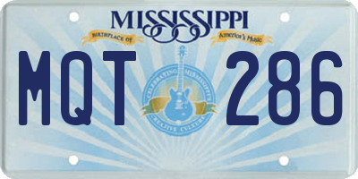 MS license plate MQT286