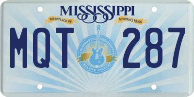 MS license plate MQT287