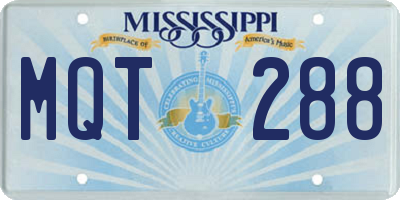 MS license plate MQT288