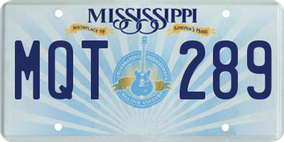 MS license plate MQT289