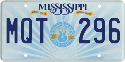 MS license plate MQT296