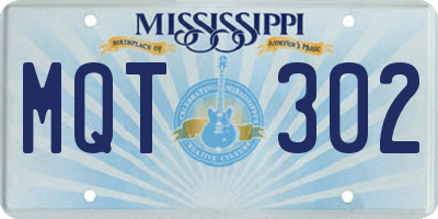 MS license plate MQT302