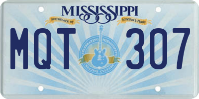 MS license plate MQT307